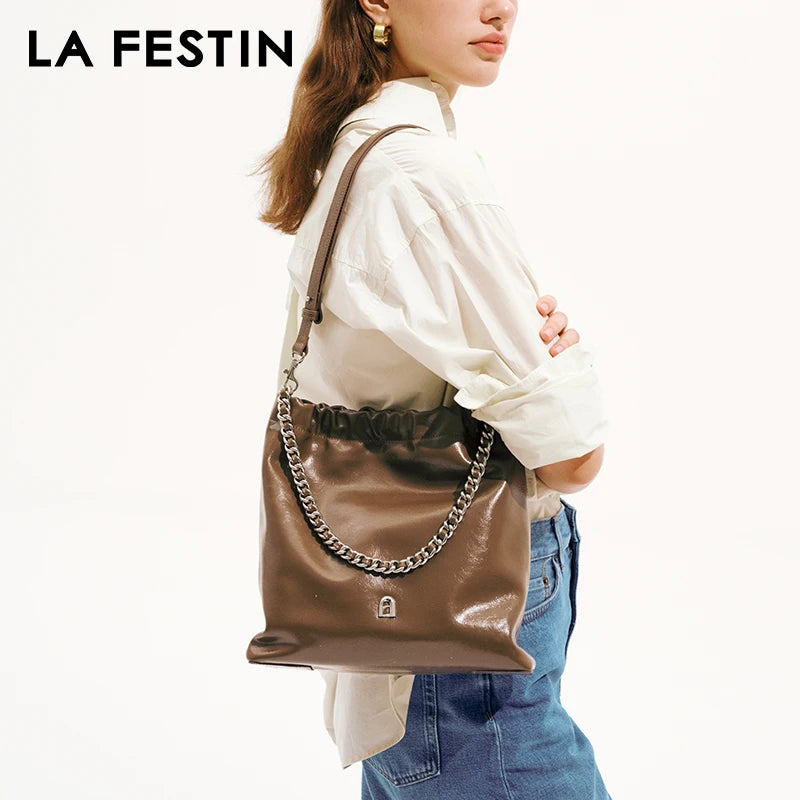 LA FESTIN Original 2024 New Women's bag Chain Bag Large Capacity Tote Bag Ladies Shoulder Bag Fashion Designer Crossbody Bag