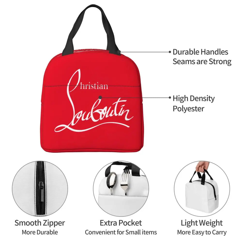 Christians High Heels Louboutins Insulated Lunch Bags Thermal Bag Meal Container Lady Beauty Large Tote Lunch Box Bento Pouch