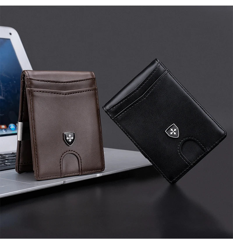 New RFID Mini Short Men Wallets Free Name Customized Card Holders Male Purses Luxury Photo Holder Small Men's Card Wallet