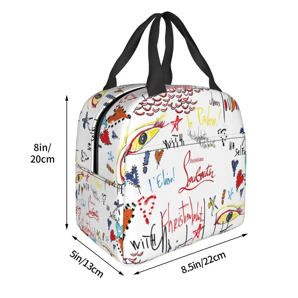 Christians High Heels Louboutins Insulated Lunch Bags Thermal Bag Meal Container Lady Beauty Large Tote Lunch Box Bento Pouch