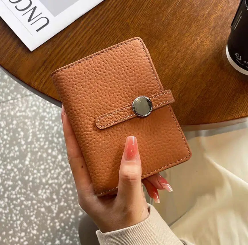 Custom Letters Genuine Leather Wallet Woman Card Holder Folding Fashion Luxury Brand Card Wallet Casual Business Coin Purse