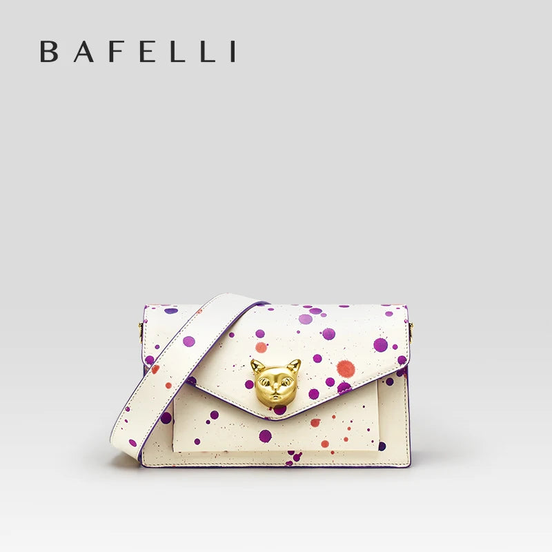 BAFELLI 2024 WOMEN'S BAG FASHION TREND LUXURY BRAND LEATHER FLAP CROSSBODY PURSE CAT SUMMER STYLE ORIGINAL DESIGNER HANDBAGS