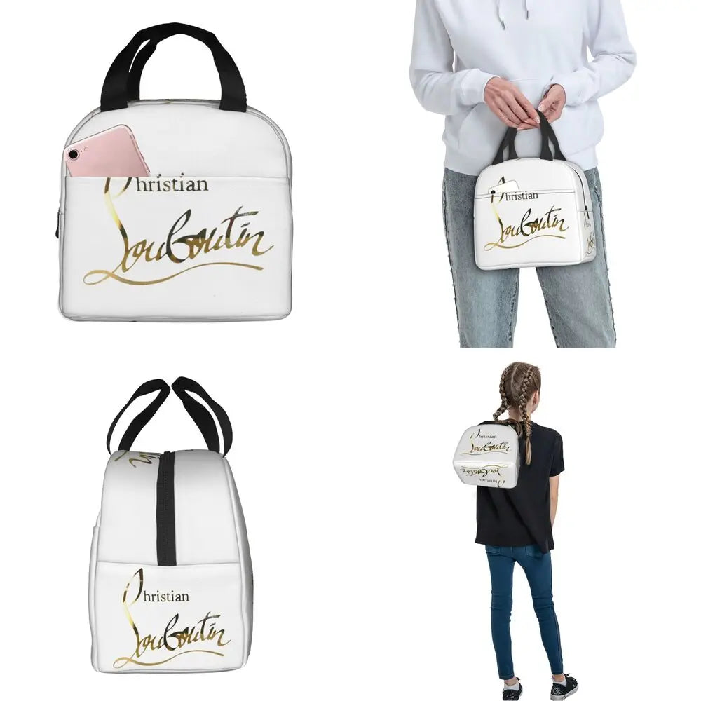 Christians High Heels Louboutins Insulated Lunch Bags Thermal Bag Meal Container Lady Beauty Large Tote Lunch Box Bento Pouch