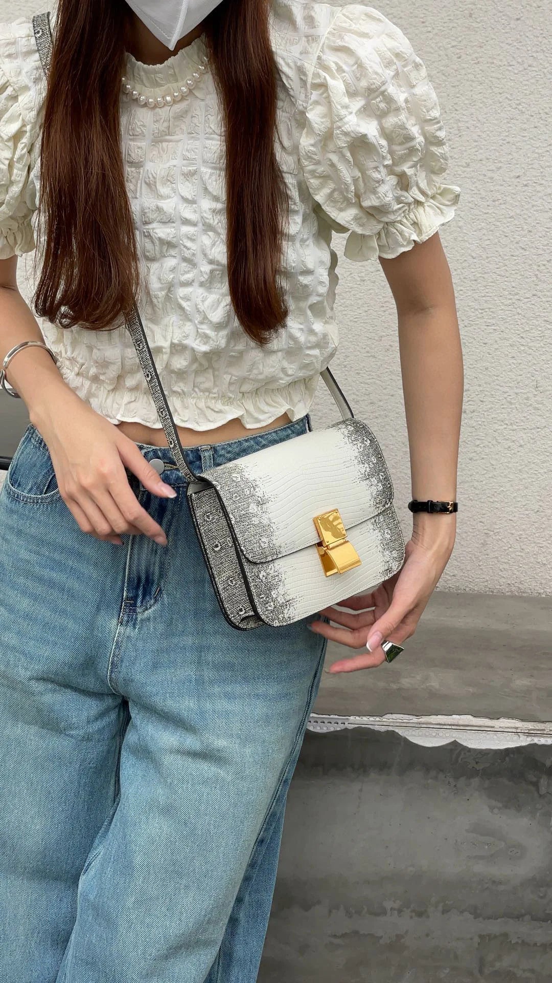 New Fashion Tofu Bag Top Quality Leather Luxury Design Lizard Pattern Classic Crossbody Underarm Shoulder Bag Women's Box Bag