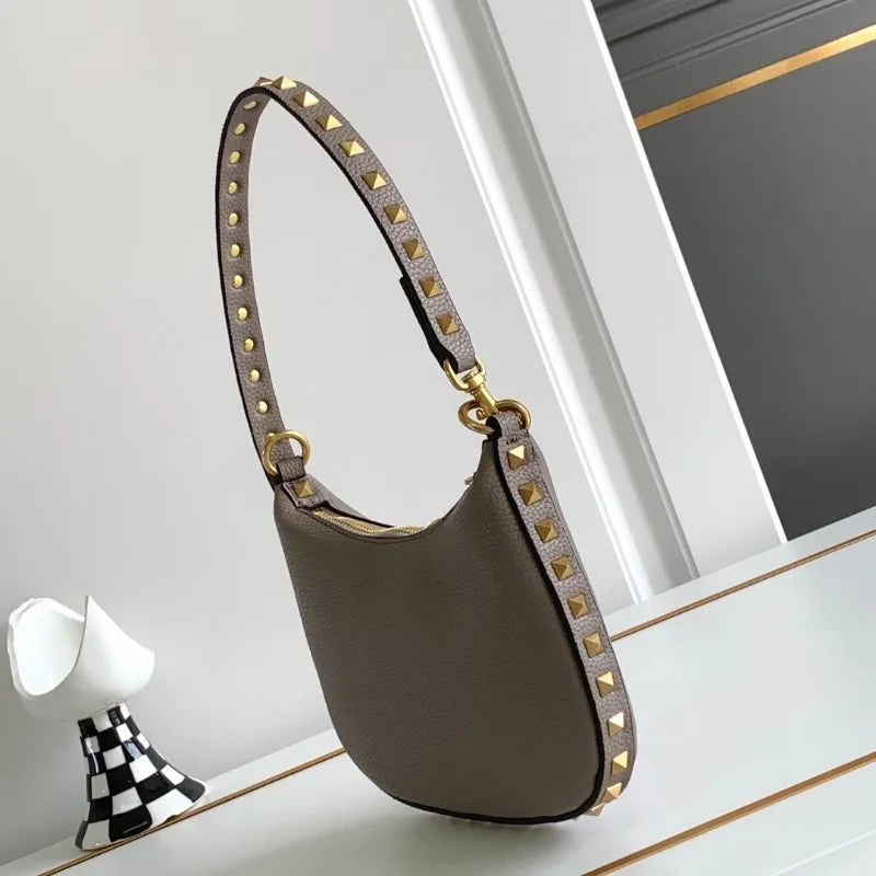 Handbags for Women 2024 Gold Luxury Designer Stud Hobo Bags Shape Rivet Soft Evenlope Bag Small Shoulder Silver Evening Clutch