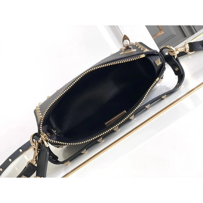 Stud rivet designer black luxury design small crossbody bag fashion leather shoulder messenger women purses and handbags