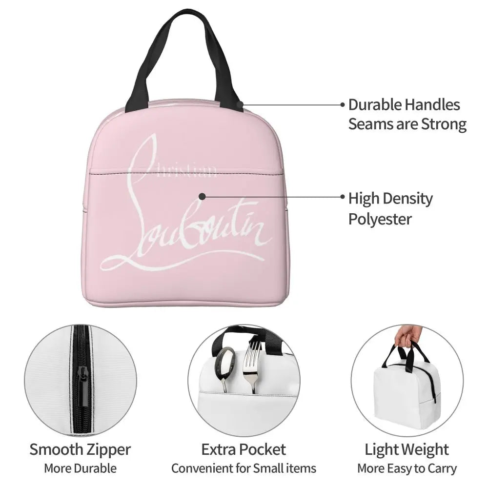 Christians High Heels Louboutins Insulated Lunch Bags Thermal Bag Meal Container Lady Beauty Large Tote Lunch Box Bento Pouch