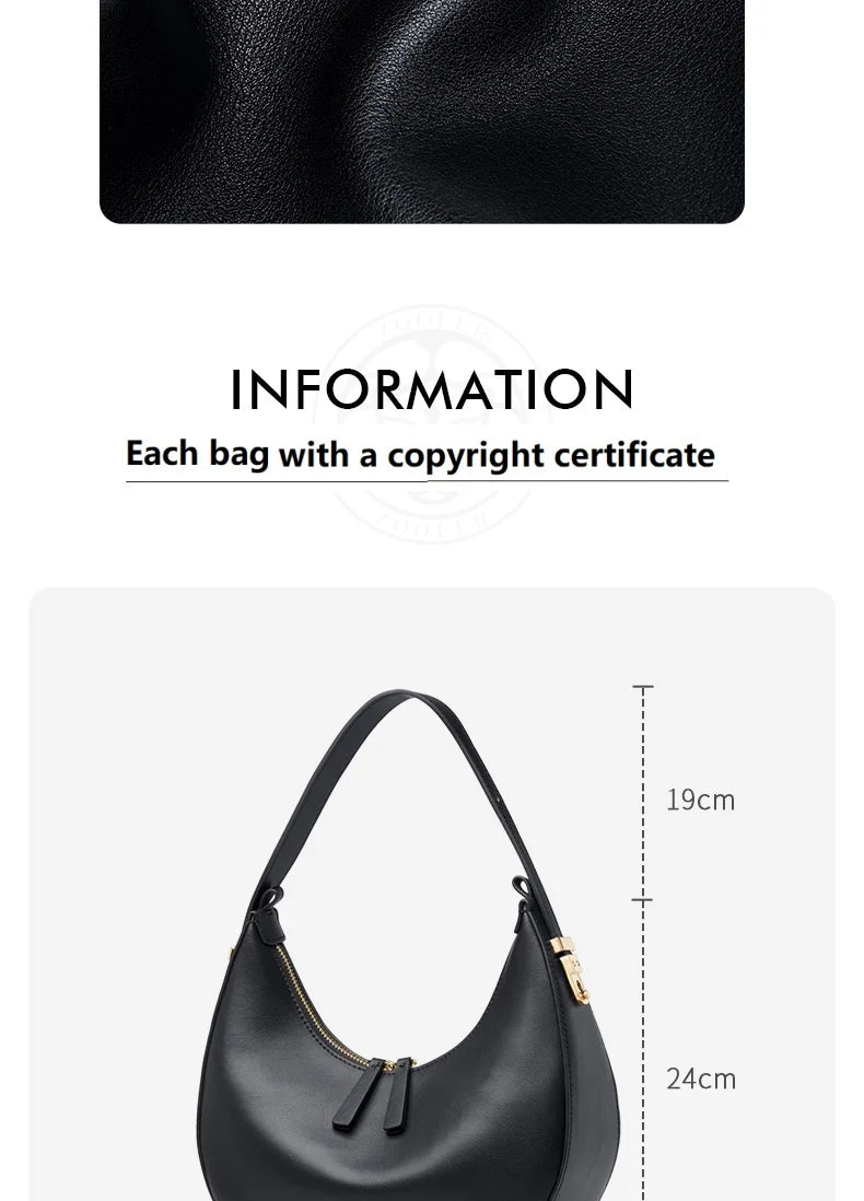 Original Cow Bag Fashion Luxury Real Leather Bags Handcraft Ladies Women Handbag Second Skin Half Moon Purses#SC1005