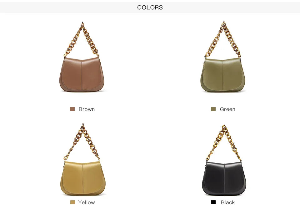 BEAU TODAY Shoulder Handbags Women Leather Texture Acrylic Chain Hand Carry Simple Female Shoulder Messenger Bags 62036