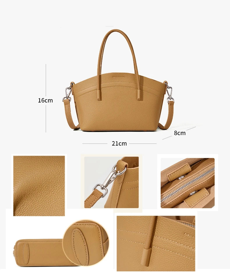 Fashion Women's Handbags Luxury Designer Brand Top Cowhide Shoulder Bags for Ladies Genuine Leather Basket Crossbody Bolsa Brown