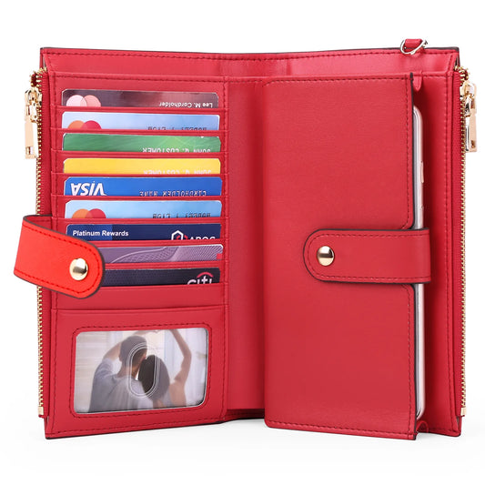 Genuine Leather Women Wallets RFID Female Long Clutch Luxury Brand Money Bag Zipper Coin Purse Cell Phone Cardholder Wallet 2022