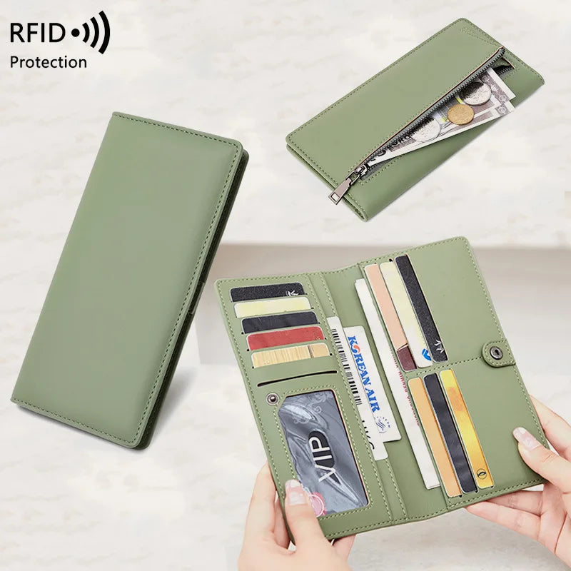 Custom Gold Name Long Women Wallets Rfid Solid Color Hasp Female Wallet Card Holder Luxury Women'S Purses Coin Pocket