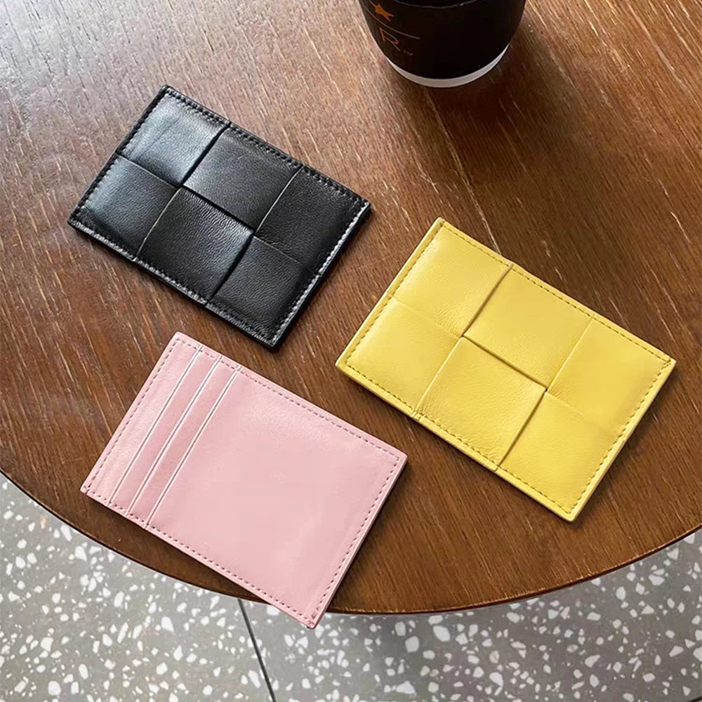 Fashion Woman Card Holder Luxury Genuine Leather Business Card Wallet Custom Initials Wallet Sheep Skin Brand Thin Coin Purse