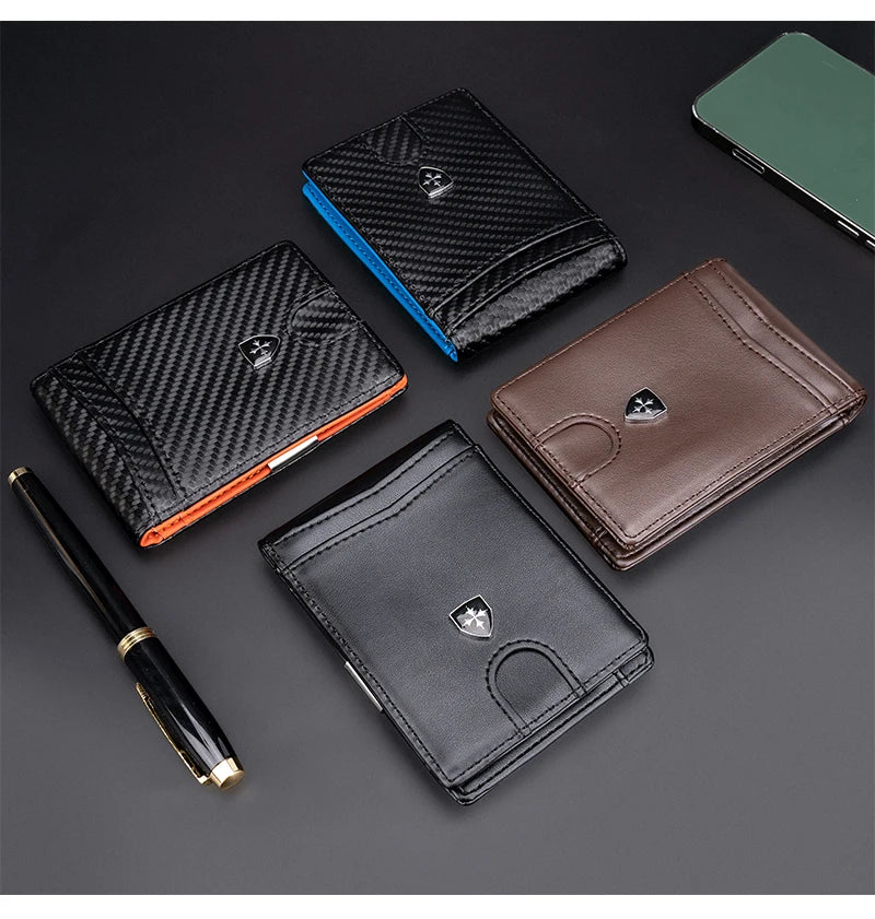 New RFID Mini Short Men Wallets Free Name Customized Card Holders Male Purses Luxury Photo Holder Small Men's Card Wallet