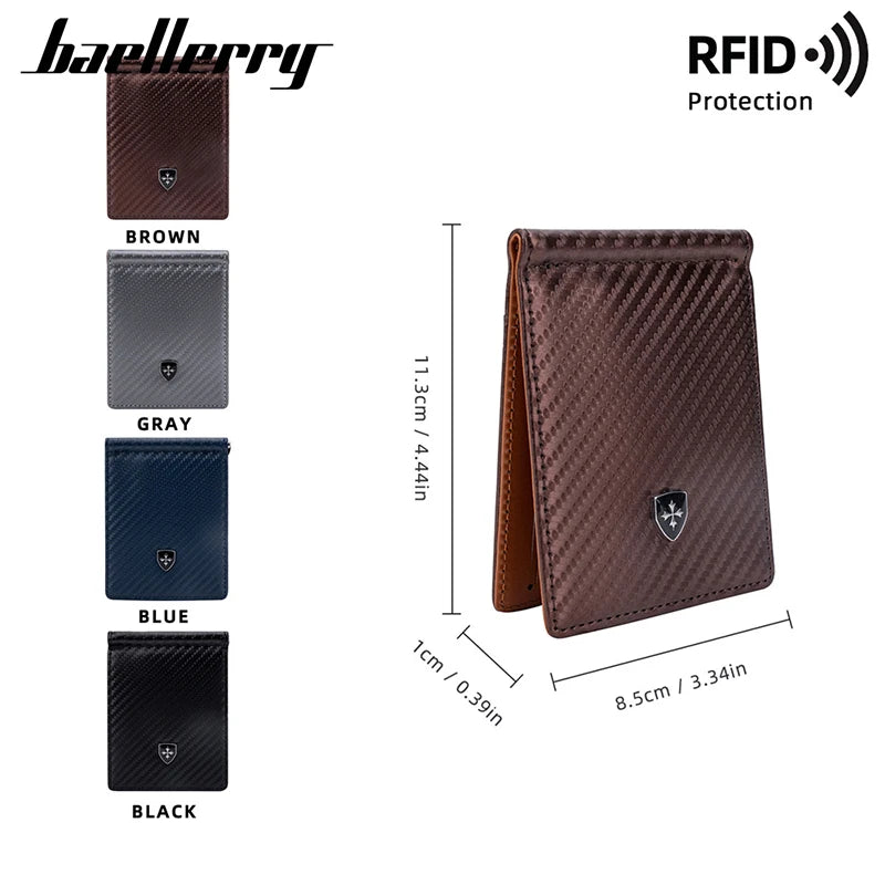 Free Name Engraving Men RFID Wallets Simple Card Holders Luxury Brand Male Carbon Fiber Card Clips Slim Mini Men's Money Clips