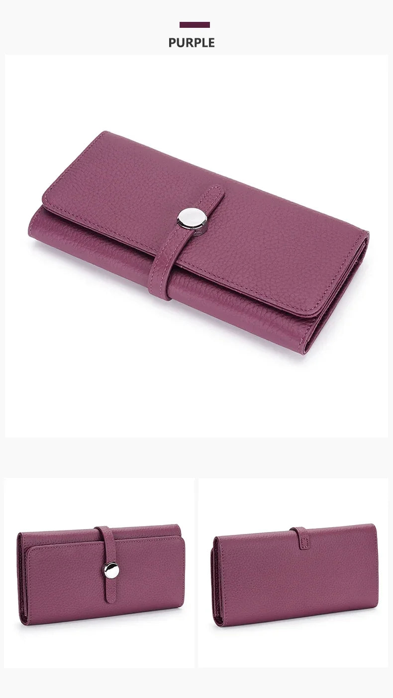 LOERSS Genuine Leather Wallet Women's Long Clutch Luxury Purses Fashion Ladies Zipper Pocket Coin Card Holder 2023 New Wallet