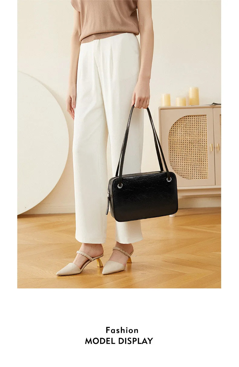 Luxury Messenger Bag Women Leather Bags Roomy Simple Style Lady Genuine Leather Handbag Shoulder Satchel Tote Black 2023 New