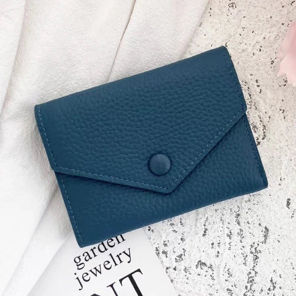 Luxury Designer Woman's Wallet Envelope Folding Coin Purse Custom Name Fashion Card Holder Genuine Leather Cowhide Money Clip