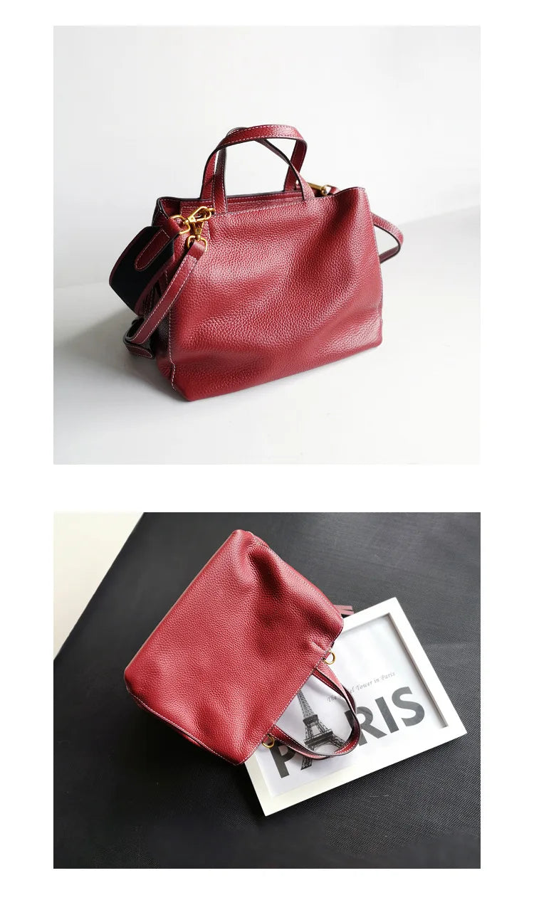 New Women Soft Top Layer Cowhide Women's Bag Shoulder Strap Casual Simple Leather Women's Bag Luxury Designer Shoulder Crossbody