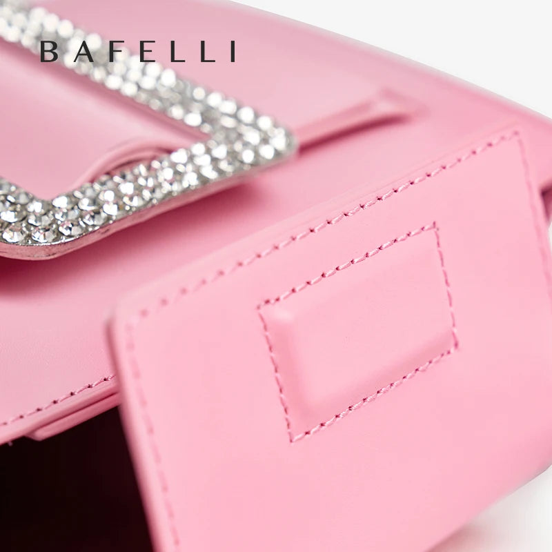 BAFELLI 2024 NEW WOMEN'S FASHION PINK EVENING HANDBAG SHOULDER BOXY BAG CASUAL PURSE LUXURY BRAND DESIGNER LEATHER TREND LADY