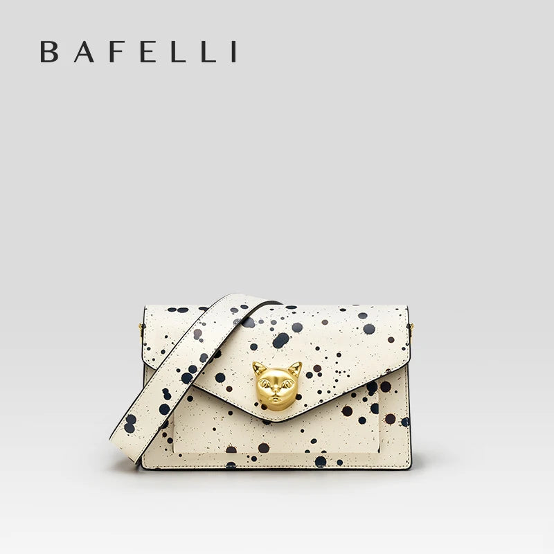 BAFELLI 2024 WOMEN'S BAG FASHION TREND LUXURY BRAND LEATHER FLAP CROSSBODY PURSE CAT SUMMER STYLE ORIGINAL DESIGNER HANDBAGS