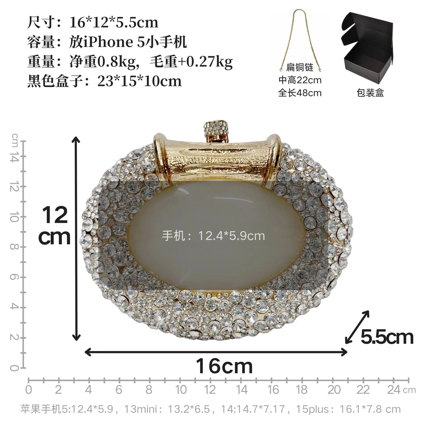 Large Stone Hard Metal Evening Clutch Bag Crystal Women Bags Luxury Designer Fashion  Party Banquet Clutch Purse Diamond Handbag