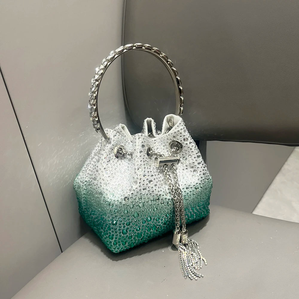 Handle Rhinestones Evening clutch Bag Purses and handbag luxury Designer shoulder bag Shiny Crystal Clutch purse bucket bag