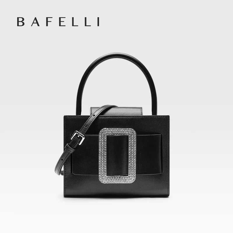 BAFELLI 2024 NEW WOMEN'S FASHION PINK EVENING HANDBAG SHOULDER BOXY BAG CASUAL PURSE LUXURY BRAND DESIGNER LEATHER TREND LADY