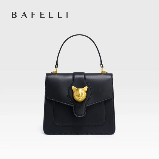 BAFELLI 2024 WOMEN'S BUSINESS STYLISH SHOPPER BAG LADY DESIGN HANDBAGS ORIGINAL BRAND PURSE SHOULDER CROSSBODY  NEW CAT LEATHER