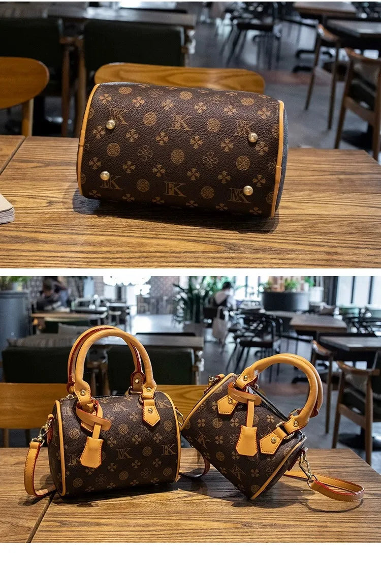 Fashionable Luxury Brand Mini Boston Pillow Handbag with High Texture and Temperament Casual Printed Letter Crossbody Bag