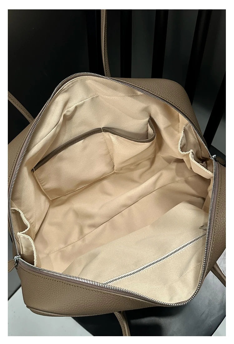 New Large Flipped High-grade Commuter Laptop Pillow Tote Marroon Natural Cow Leather Women Handbag Leisure Office Shoulder Bag