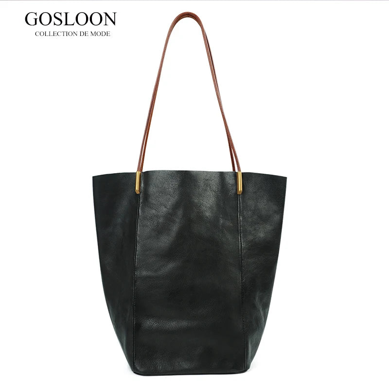 GOSLOON-198 Luxury Genuine Leather Women Shoulder Bags Large Capacity Female Totes Bag Original Leather Lady Handbag Casual