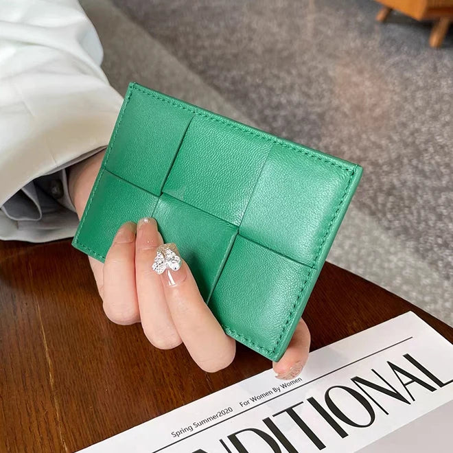 Fashion Woman Card Holder Luxury Genuine Leather Business Card Wallet Custom Initials Wallet Sheep Skin Brand Thin Coin Purse