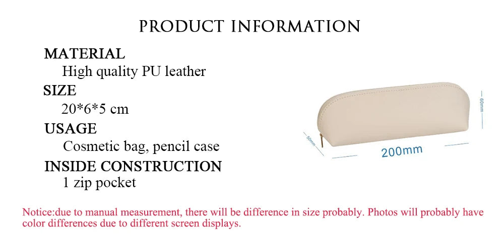 Custom Letter PU Leather Zipper Cosmetic Bag Travel Portable Luxury Stogage Bag Engrave Name Business Office Student Pencil Case