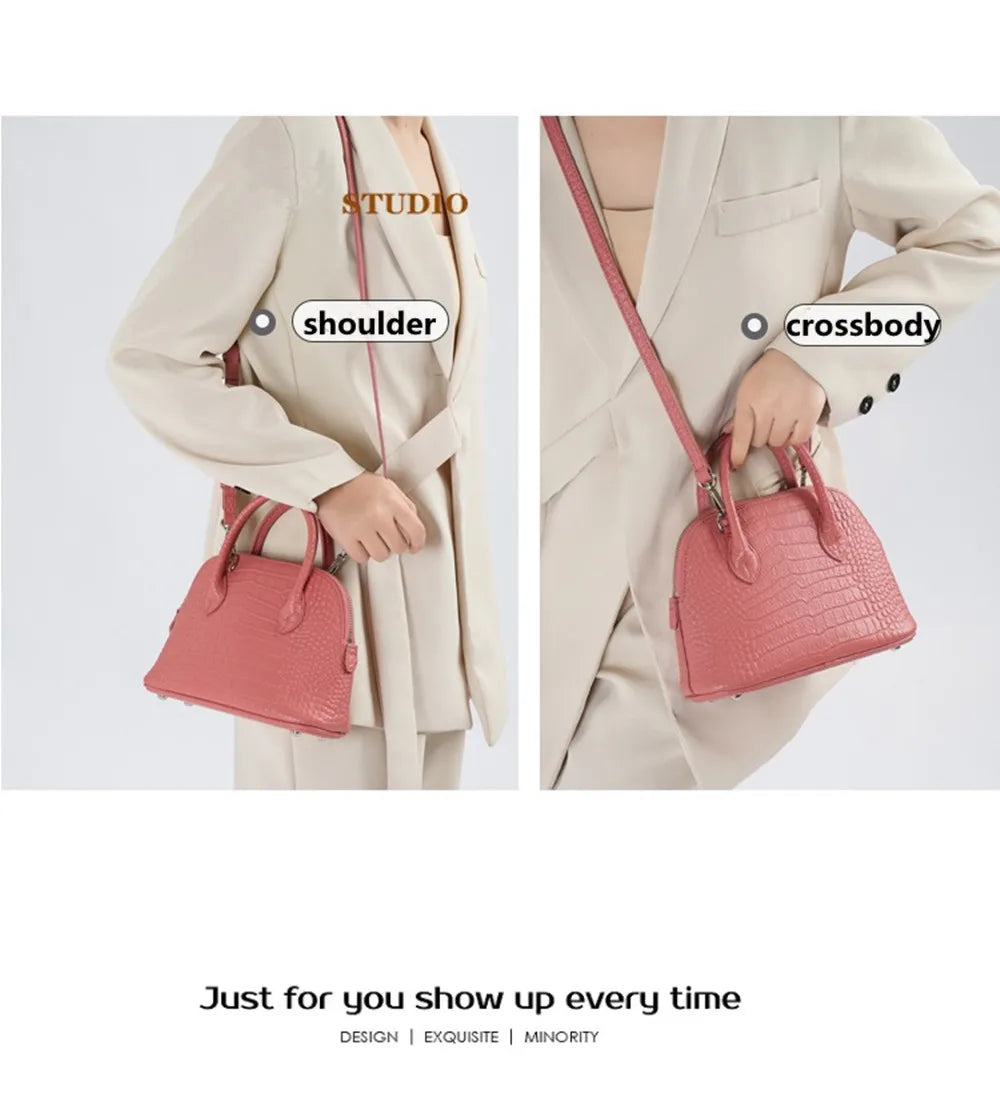 Crocodile Pattern Leather Purses Women's Handbags Small Shoulder Crossbody Bag Girls Luxury Fashion Portable Shell Bags