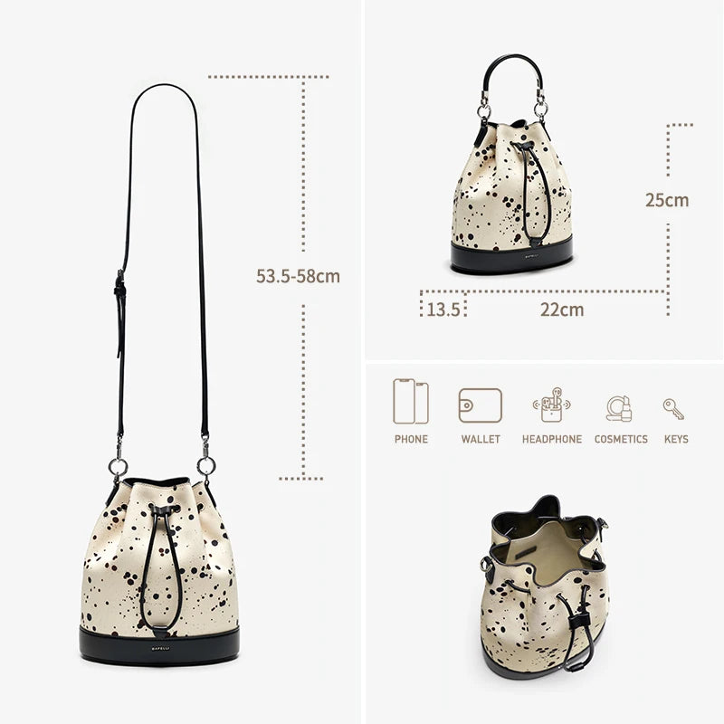 BAFELLI 2023 WOMEN'S NEW HANDBAG LUXURY BRAND SPRING SUMER DESIGNER STYLE STRING LEATHER BUCKET BAGS ORIGINAL TREND PURSE