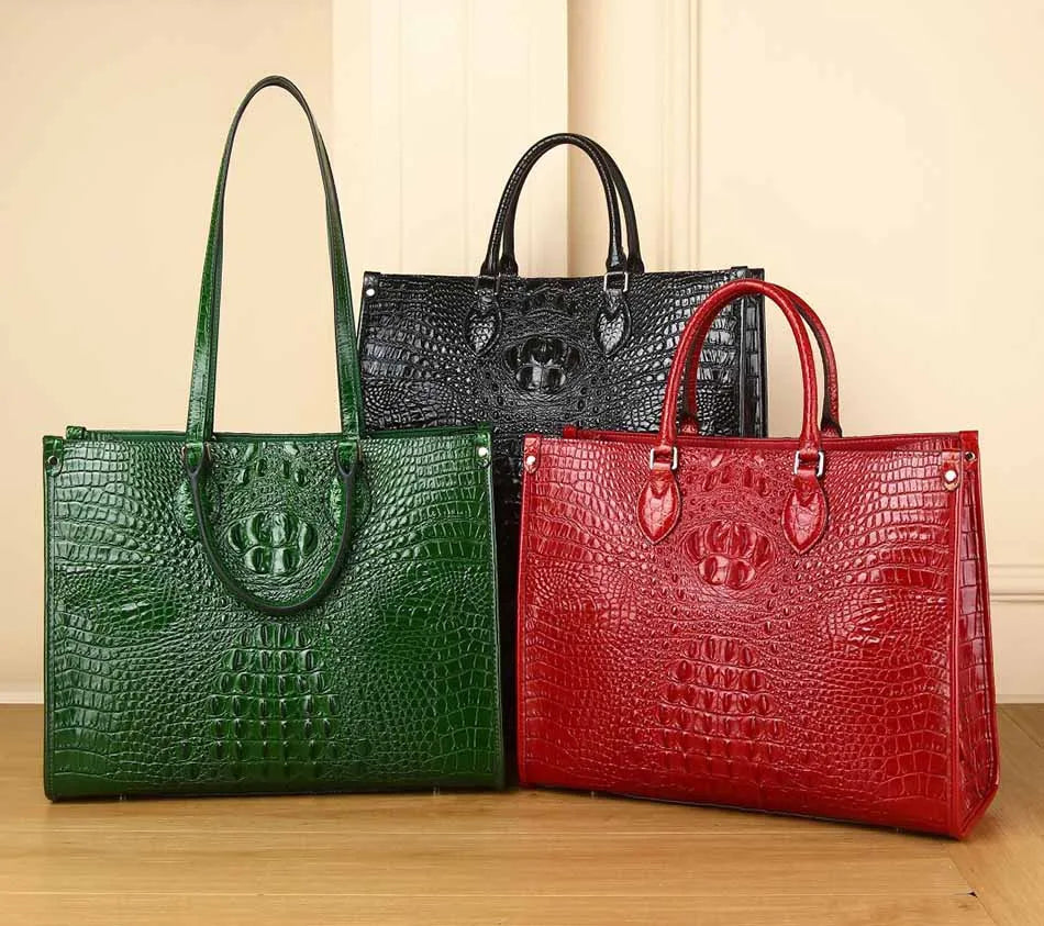 Luxury handbag real cowhide Crocodile pattern fashion Handbag women's leather women bags designer handbags quality Women's bag