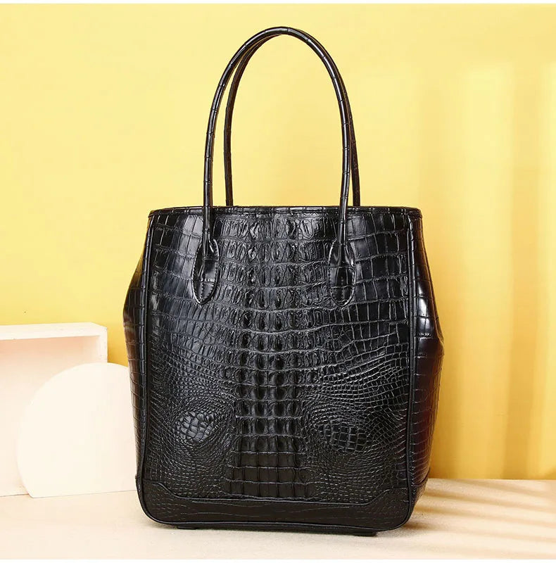 Genuine leather crocodile pattern large capacity high-quality women's handbag fashion luxury brand genuine leather women's bag