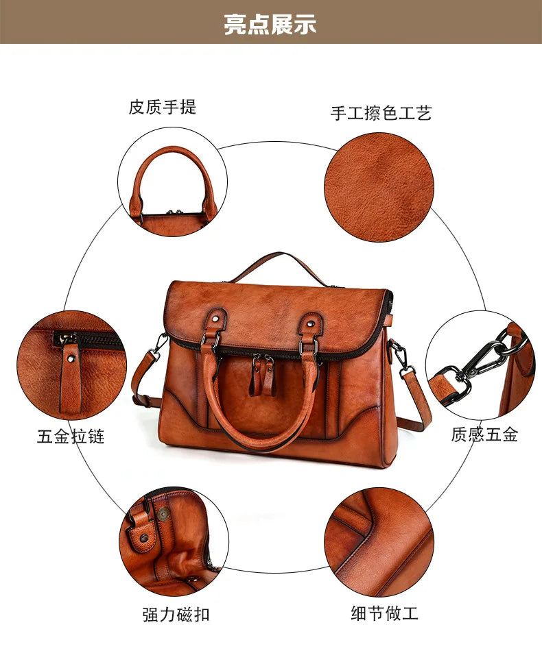 MOTAORA Large Vintage Women Crossbody Bag For Ladies Handbag Genuine Leather Computer Bags 2024 New Designer Luxury Book Bag