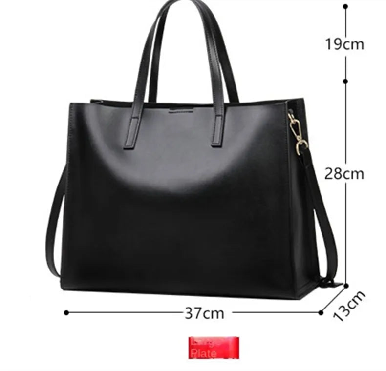 Luxury Business Women's Handbags 14 Inch Laptop Bag Fashion Lady Briefcase Genuine Leather Commuter Portable Shoulder Tote Bags