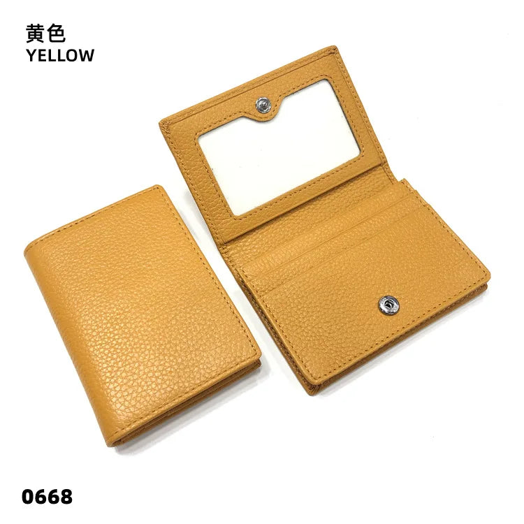 Custom Initials Business Card Holder Genuine Leather Folding Wallet ID Card Bag Woman Fashion Luxury Card Case Christmas Gift