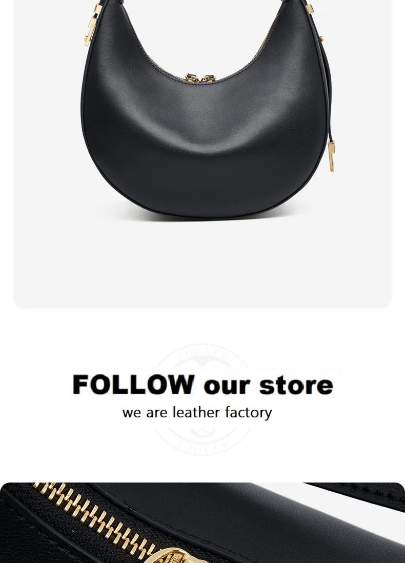 Original Cow Bag Fashion Luxury Real Leather Bags Handcraft Ladies Women Handbag Second Skin Half Moon Purses#SC1005