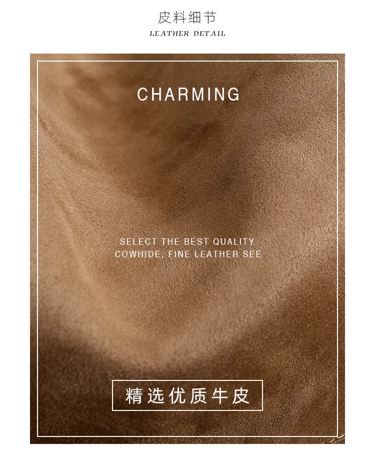 Winter Glossy Smooth Velvet Suede Cow Leather Cover Tote Bag Large Coffee Camel Color Women Armpit Shoulder Bag Chamois Handbag