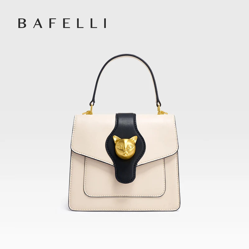 BAFELLI 2024 WOMEN'S BUSINESS STYLISH SHOPPER BAG LADY DESIGN HANDBAGS ORIGINAL BRAND PURSE SHOULDER CROSSBODY  NEW CAT LEATHER