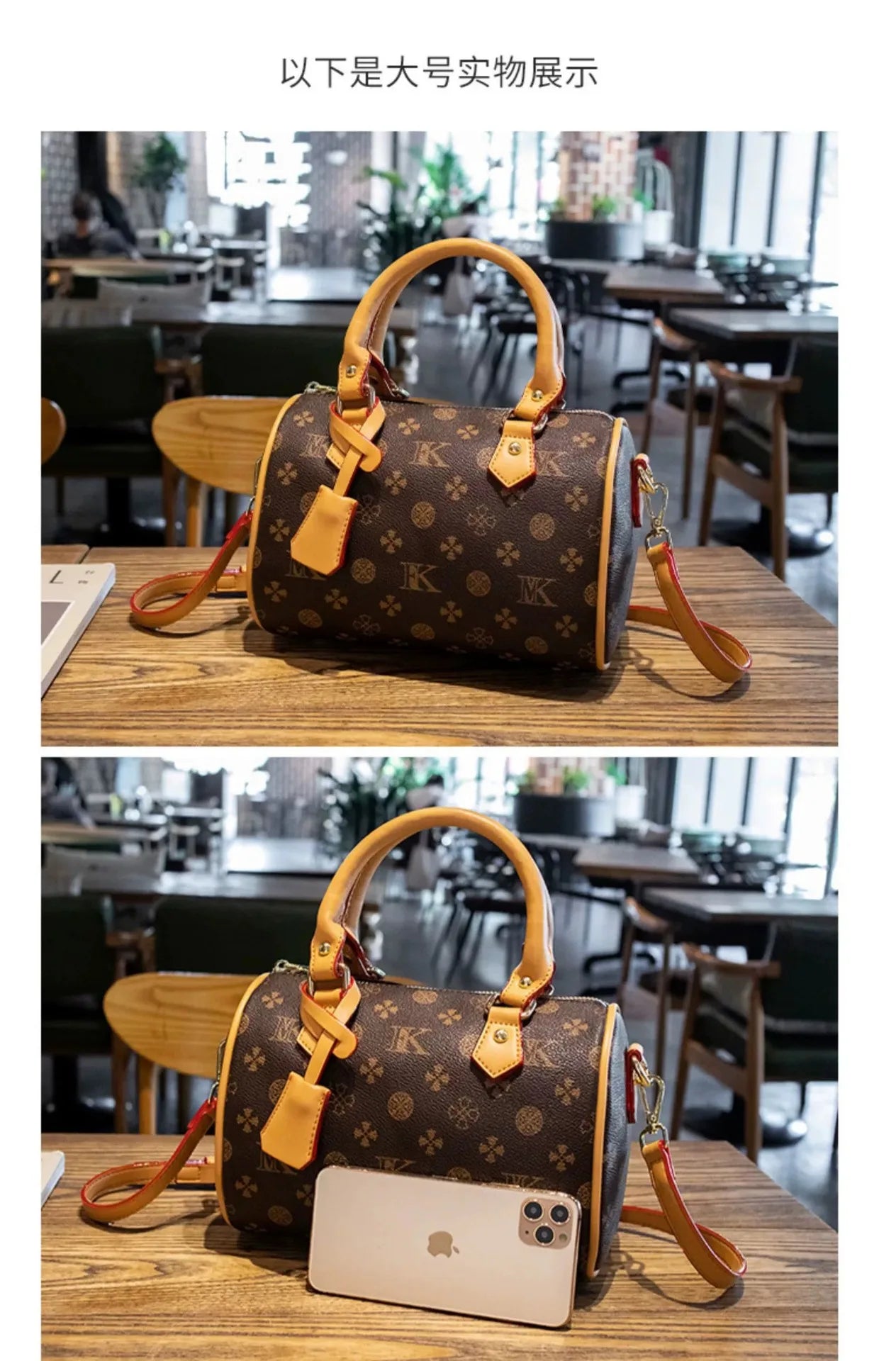 Fashionable Luxury Brand Mini Boston Pillow Handbag with High Texture and Temperament Casual Printed Letter Crossbody Bag