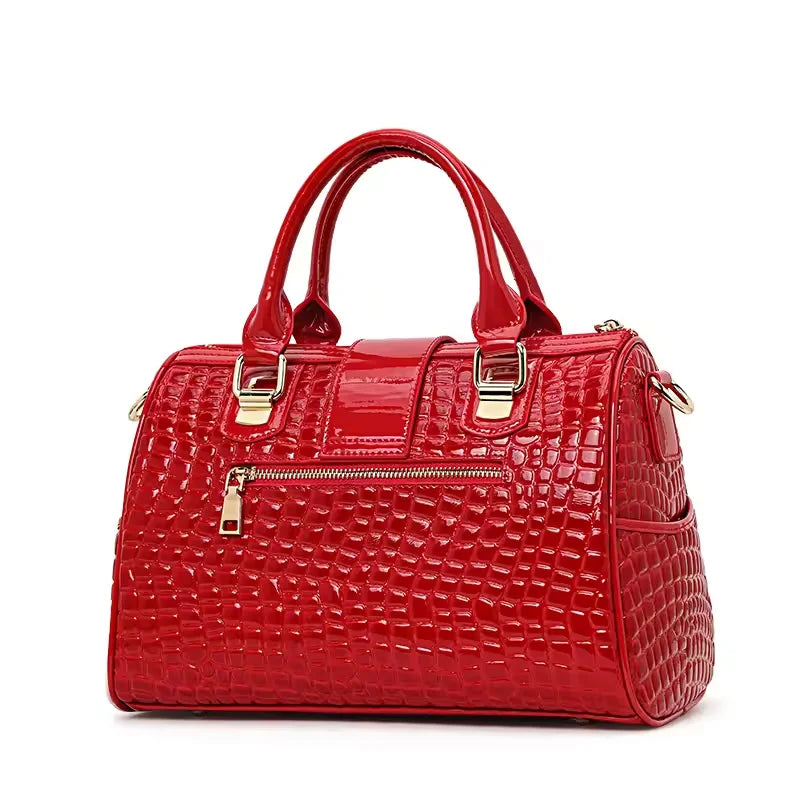 Real leather Bag, New Crocodile Embossed luxury Handbag, Boston Bag, High-Quality Commuting Women's Shoulder Bag, Crossbody Bag