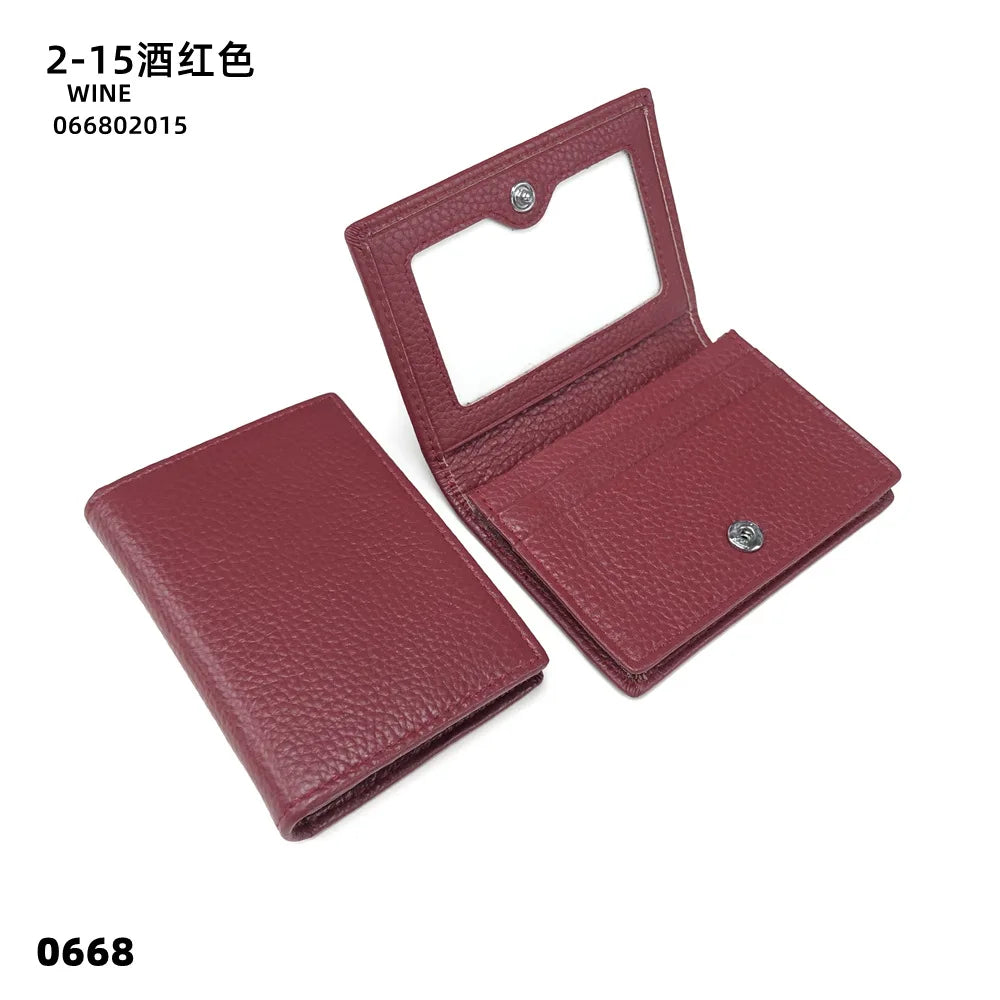 Custom Initials Business Card Holder Genuine Leather Folding Wallet ID Card Bag Woman Fashion Luxury Card Case Christmas Gift