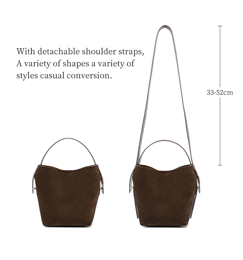 LA FESTIN Original 2024 New Handbags Women Suede Leather Bag Luxury Brand Bucket Bag Fashion Shoulder Bag Crossboby Bag