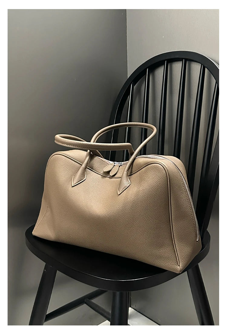 New Large Flipped High-grade Commuter Laptop Pillow Tote Marroon Natural Cow Leather Women Handbag Leisure Office Shoulder Bag