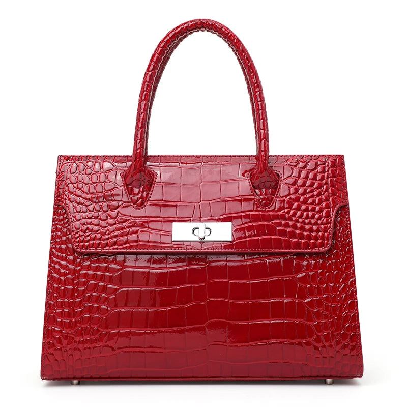 Aidrani  Fashionable crocodile patterned handbag, made of cowhide material, large capacity high luxury women's bag